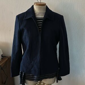 Pendelton Vintage Navy boucle zip front  blazer/ Jacket Sz 4
